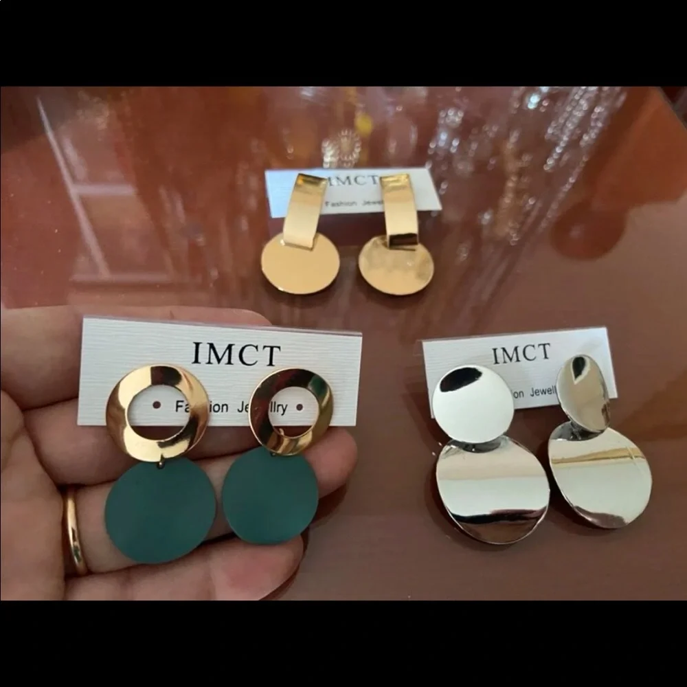 3/$22 Luxury Gold Glamorous Geometric Statement Earrings | Silver | Teal